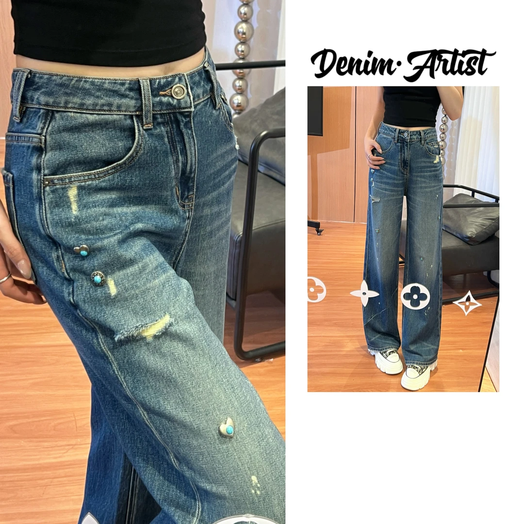 Denim Artist【晓烟幻云】2025新款设计感中高腰显瘦垂感女装牛仔裤