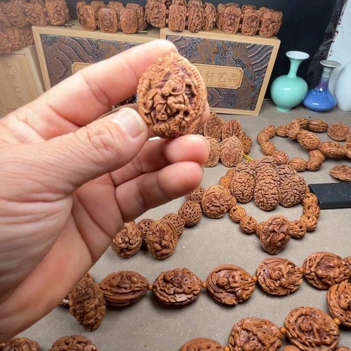 桃核手串桃核雕刻关羽单粒