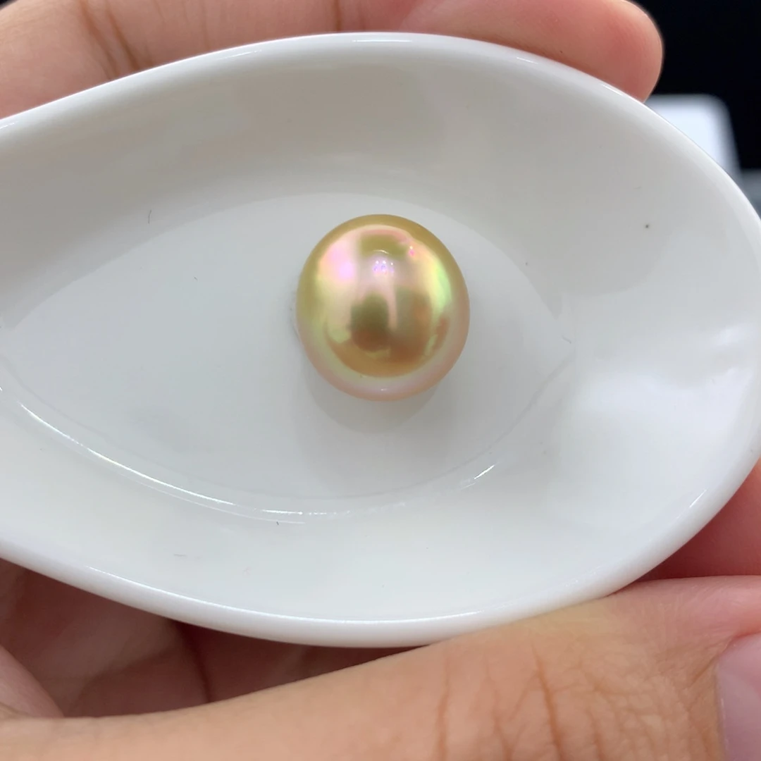 未镶嵌裸珠定制海水珍珠彩虹浓茶金金珠