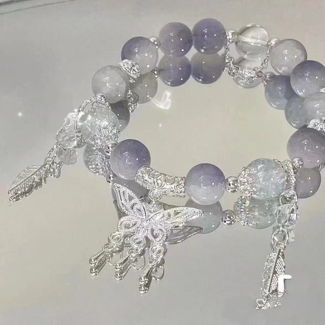 水晶蝴蝶串珠手链女款2024新款轻奢小众精致手串高颜值学生党手饰