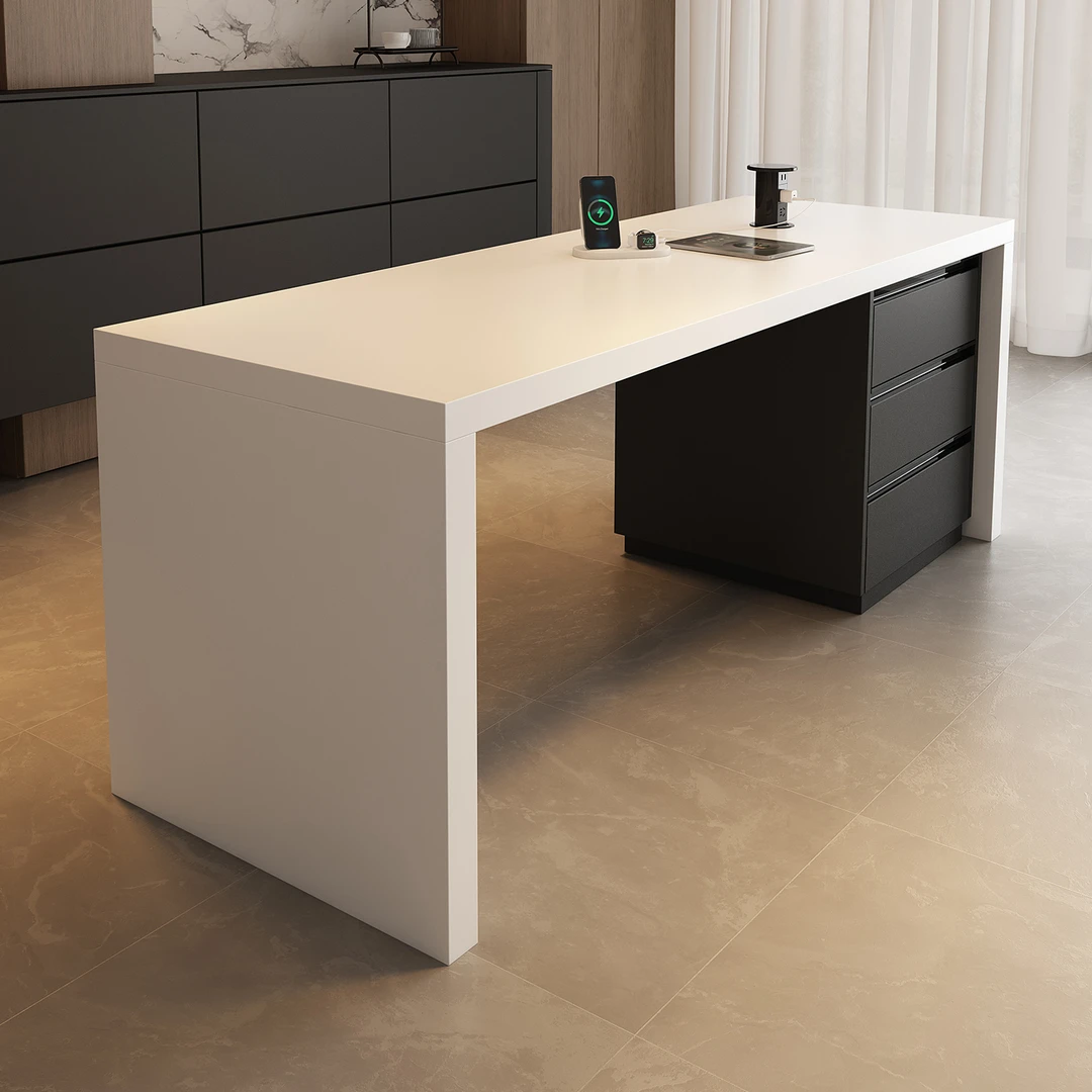 易可岩板齐平岛台岛台餐桌一体2025新款实木简约法式极简多功能