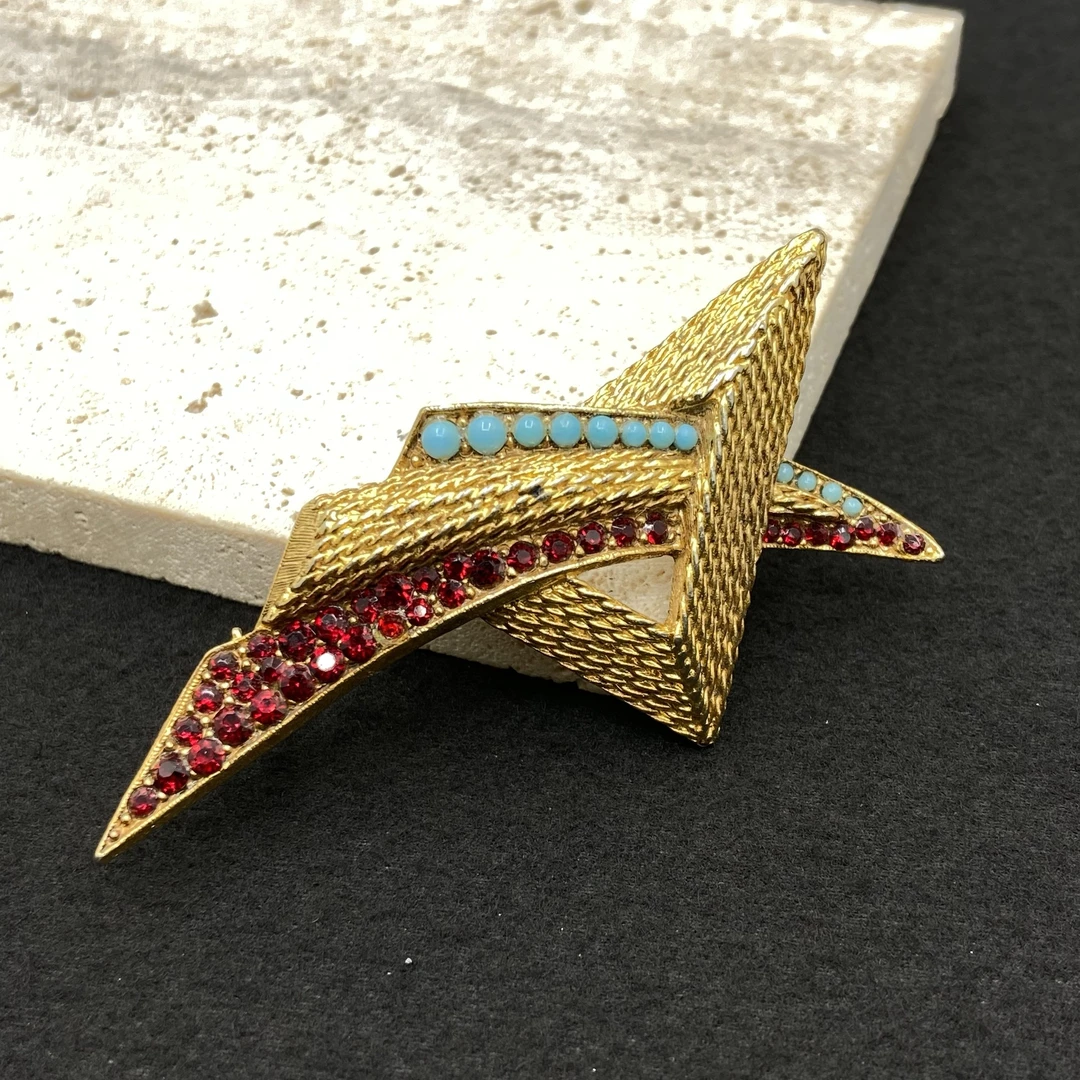 合金仿水晶胸针 【Liz璇子】Florenza红色几何胸针H46978无鉴赏期