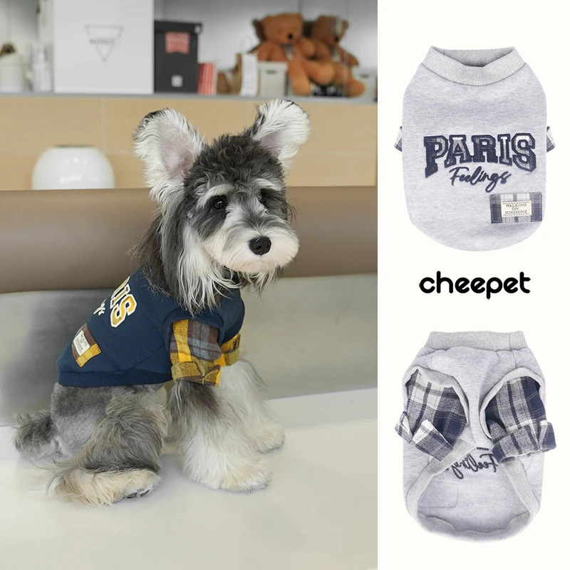 cheepet/趣派宠物秋冬条纹拼接假两件两脚卫衣