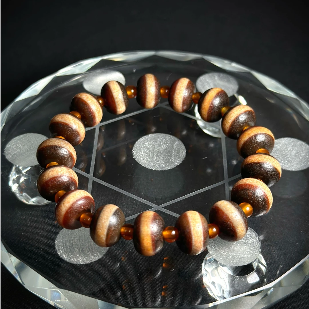 黑橘红肉一线药师阵/玛瑙珠串手串/11*8(mm)/多样性发一