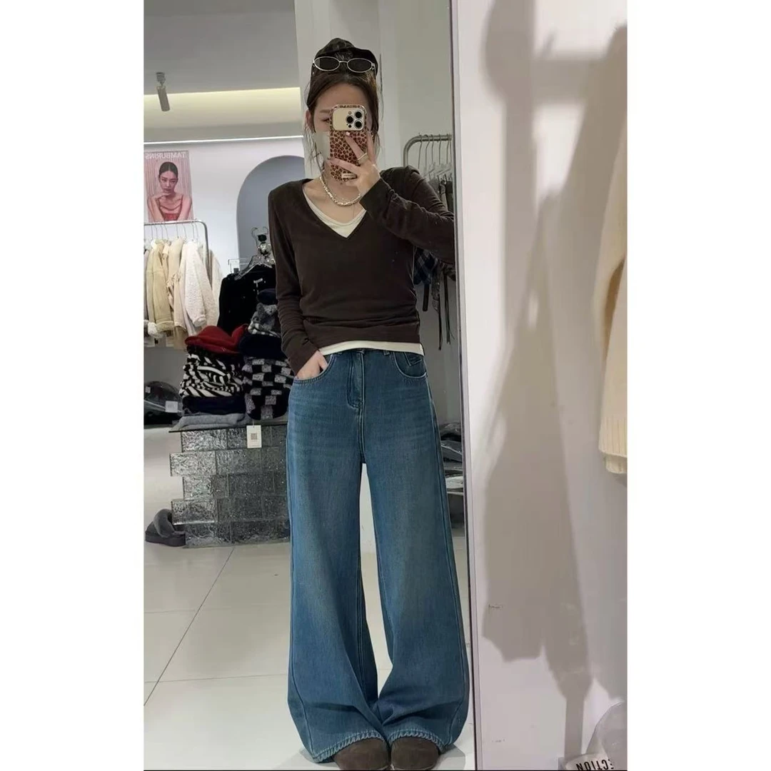 【小个家】“撞色打底”拼接撞色V字领软糯德绒打底T恤