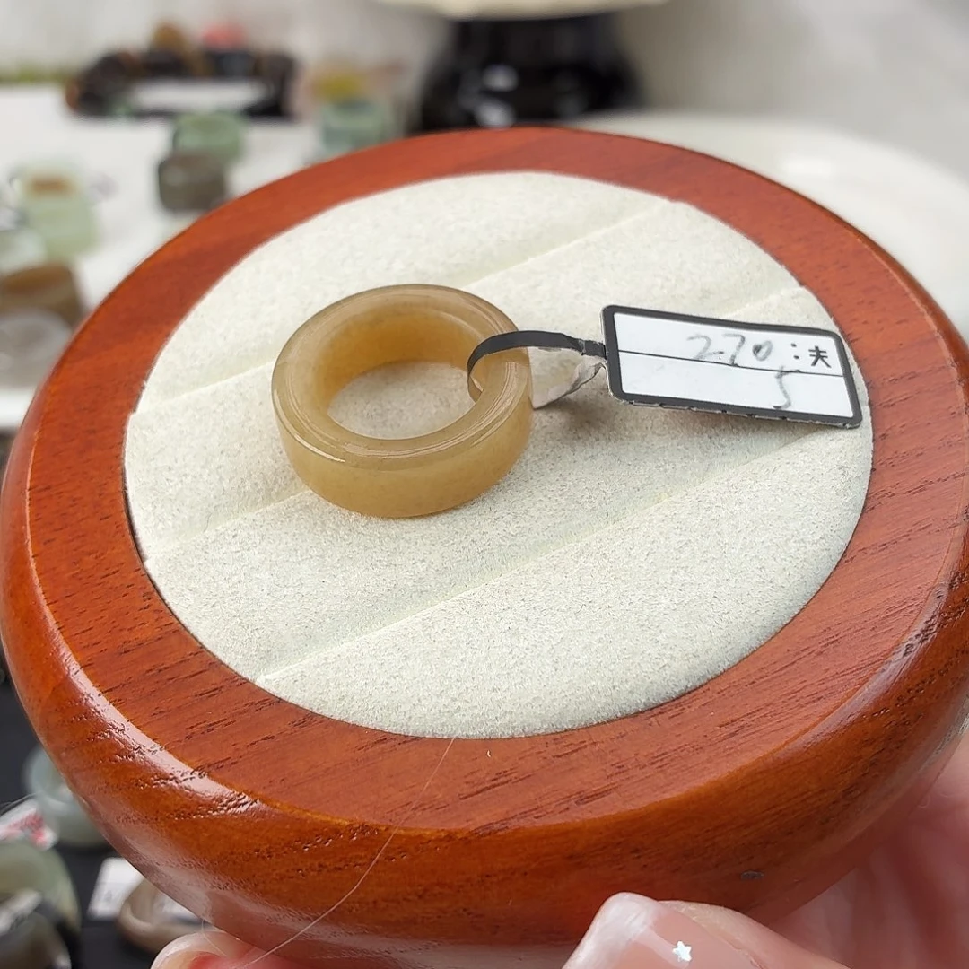 和田玉未镶嵌戒指Q50橘糖直切内径16.1港码12