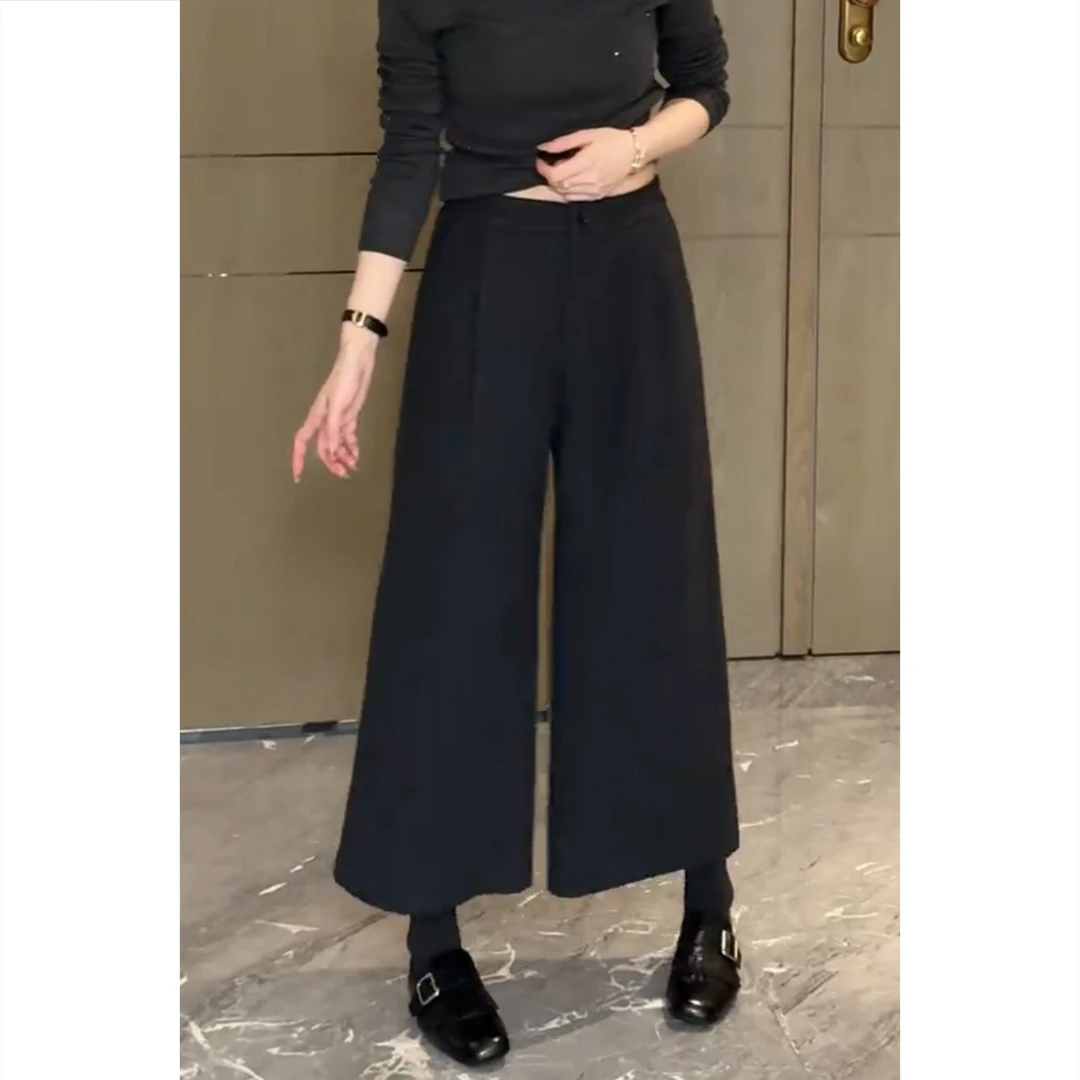 艾塔莉时尚百搭阔腿裤显瘦秋冬新款女休闲裤梨形身材大码宽松直筒