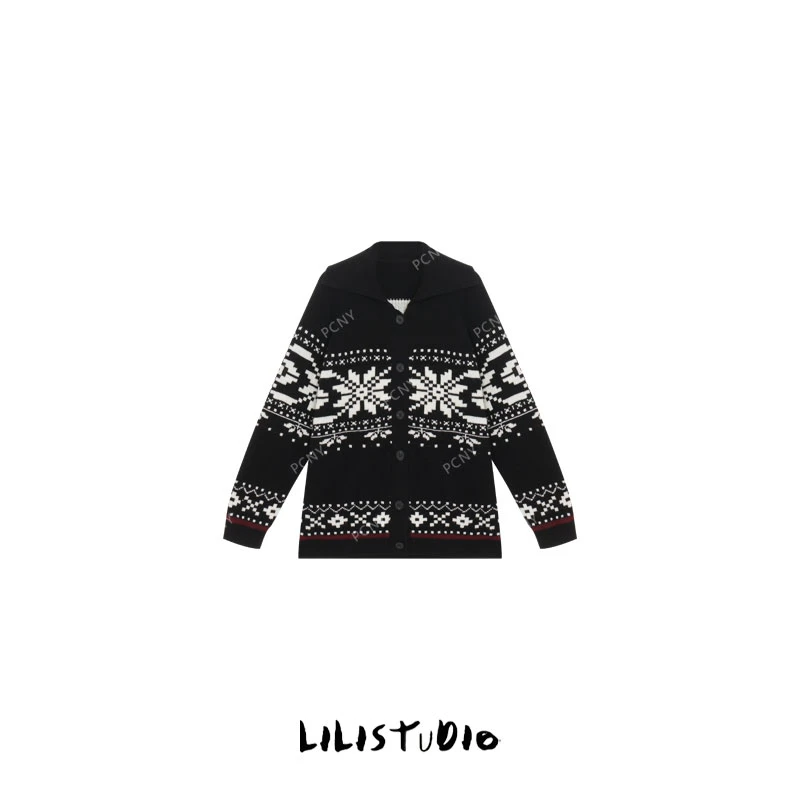 PCNY「花纹邂逅」不理理冬季新款小众女装时尚洋气设计感针织开衫