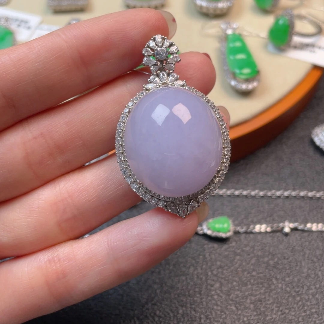 翡翠吊坠(不含链)银S925镶嵌