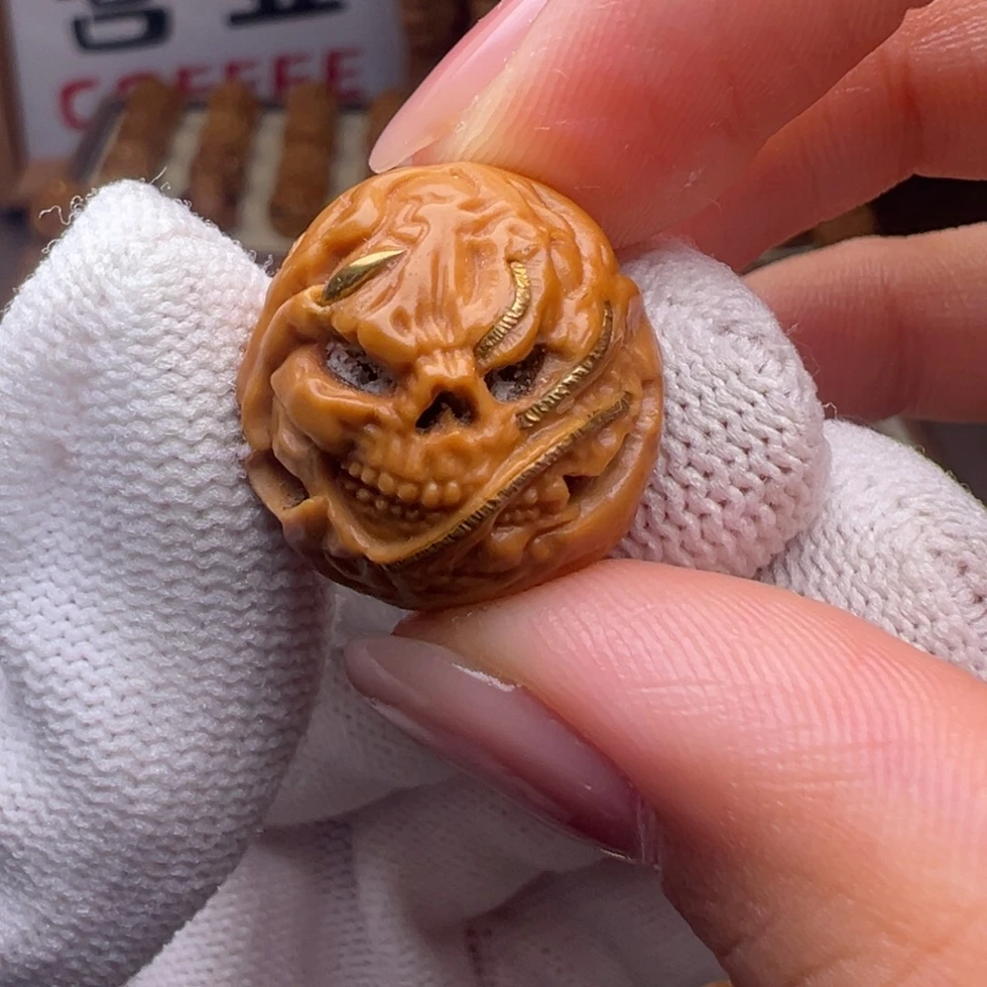 把件猴头核桃镶嵌款魂僧全品有正常封口线