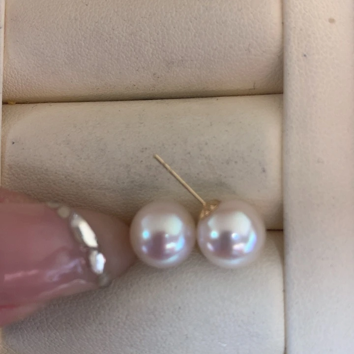 18K金镶嵌耳饰海水珍珠