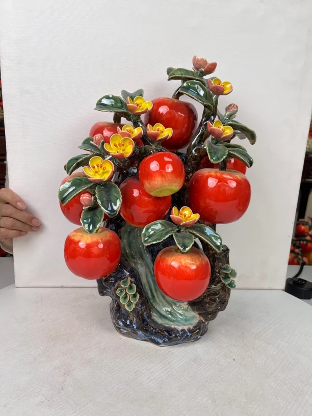 【富贵平安-六六大顺苹果树长30宽20高40】石湾公仔中式家居摆件