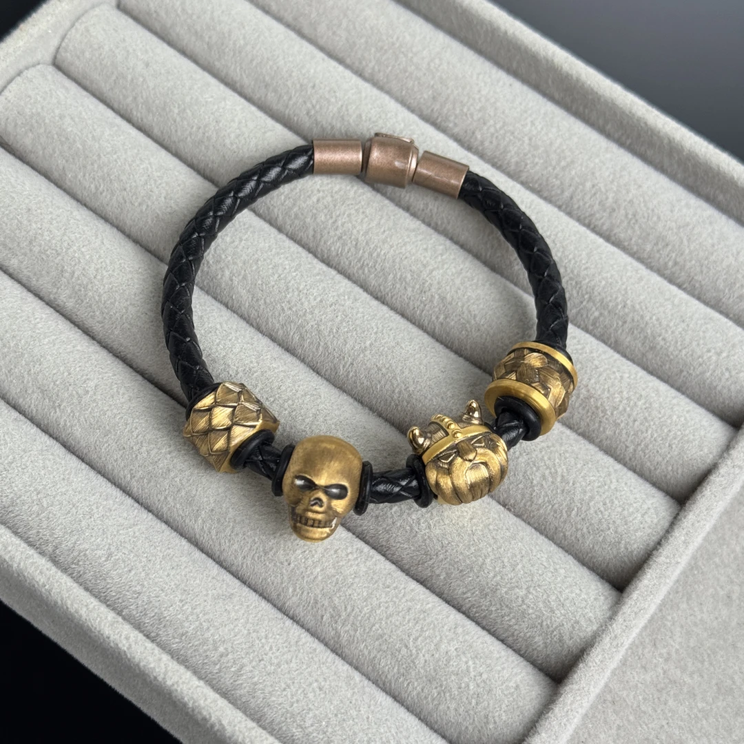 足金999酷黑系列电黑金黄金手串龙鳞纹锁子纹勇猛永恒