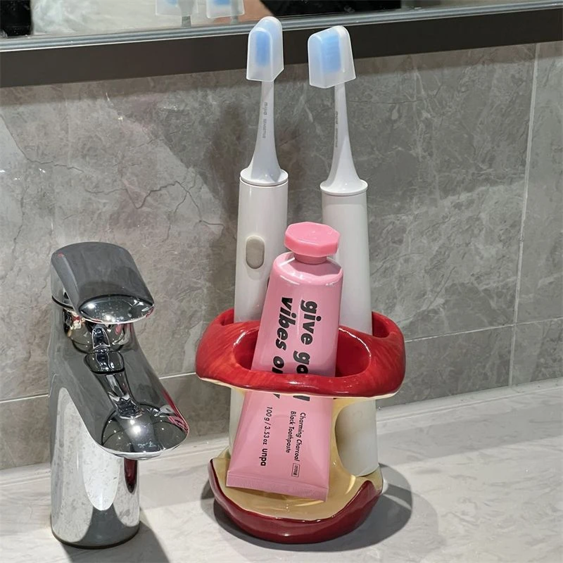 新款苹果电动牙刷架牙具收纳卫生间置物架牙膏陶瓷创意底座支架yw