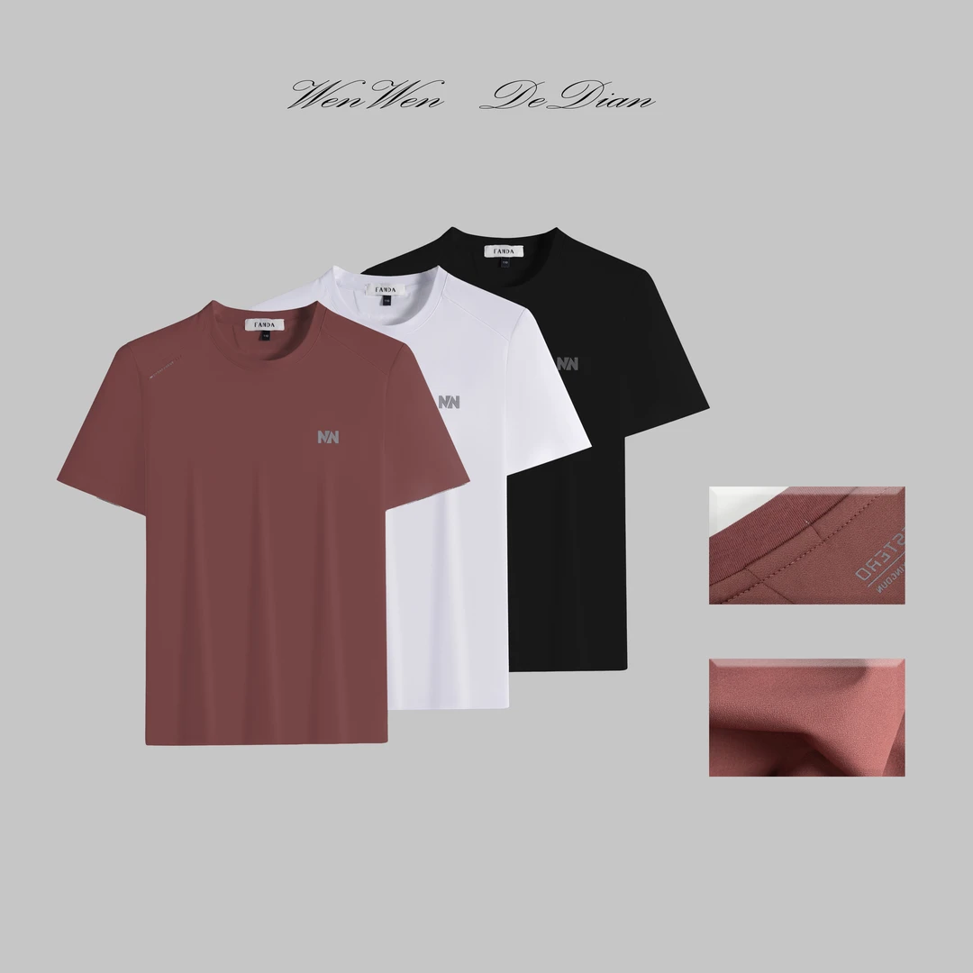 【轻奢系列】高定桑蚕丝莱赛尔四面弹面料夏季男士透气T恤 D3819