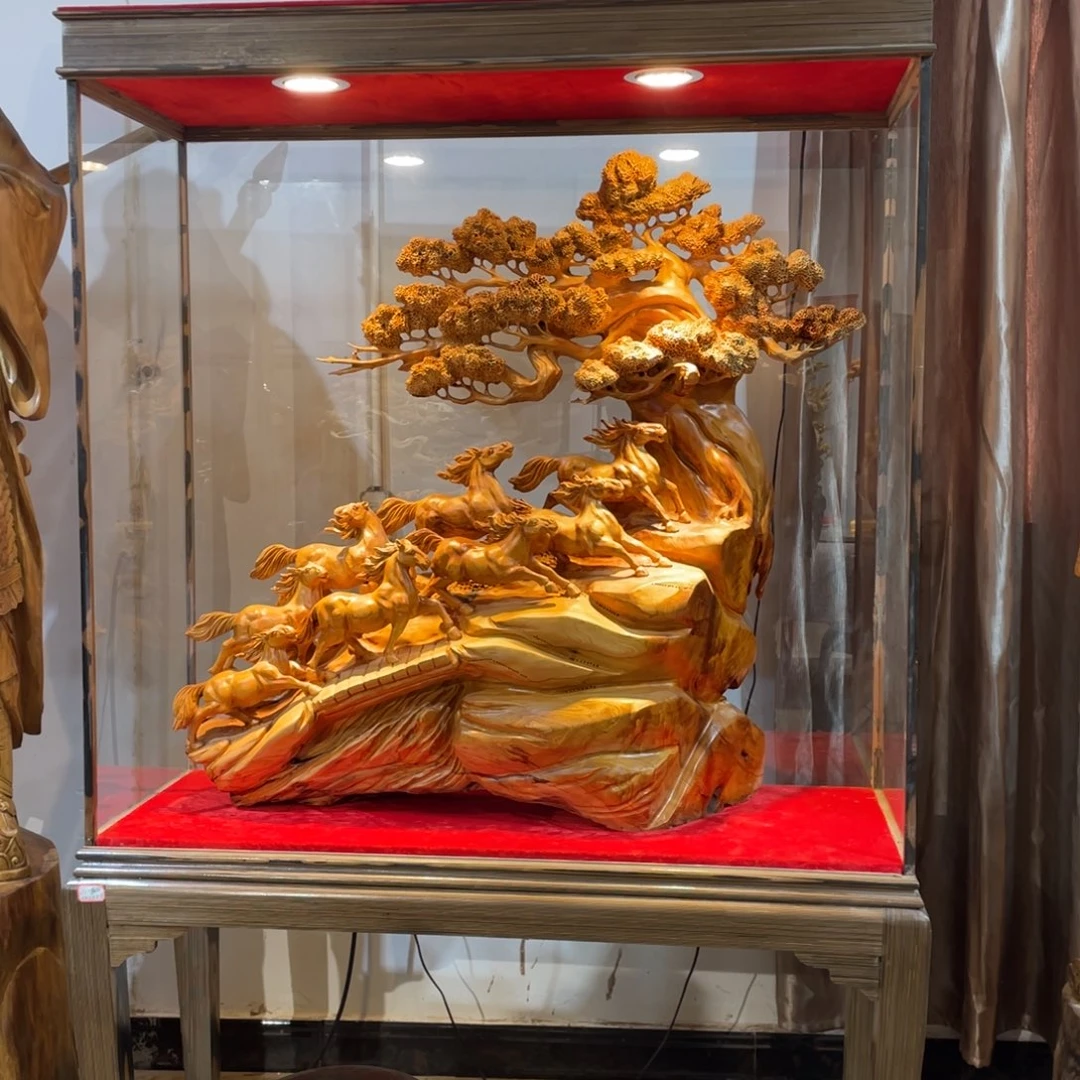 香榧木木雕八马精品
