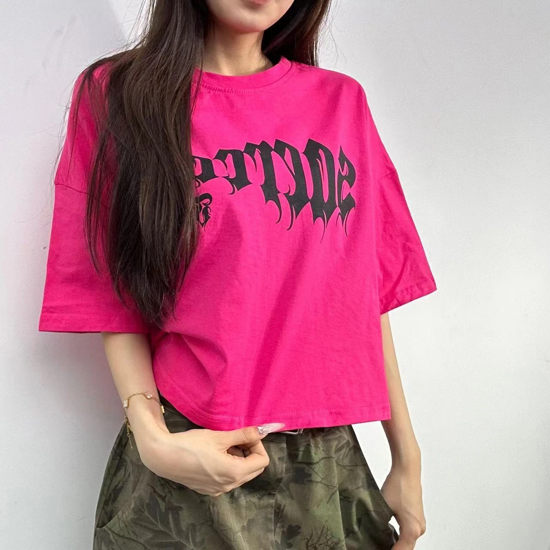 十三姨ins夏季女装小众夏季t恤女夏新款宽松短款嘻哈印花半袖上衣