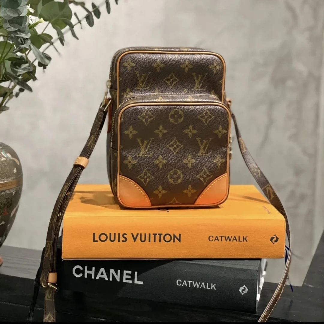 95新 LouisVuitton/路易威登 只盒/经典中古双层老花amazon相机包