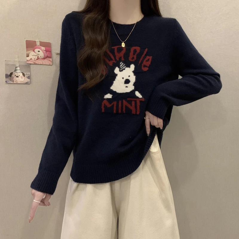 3457 大码女装秋冬新款针织衫胖mm网红设计感毛衣胖妹妹上衣