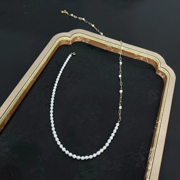 【月光曲】天然淡水珍珠优雅ins慵懒风毛衣链G559