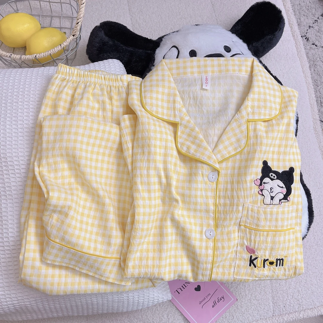 云朵棉睡衣女春秋款长袖长裤甜美可爱可外穿开衫家居服款套装