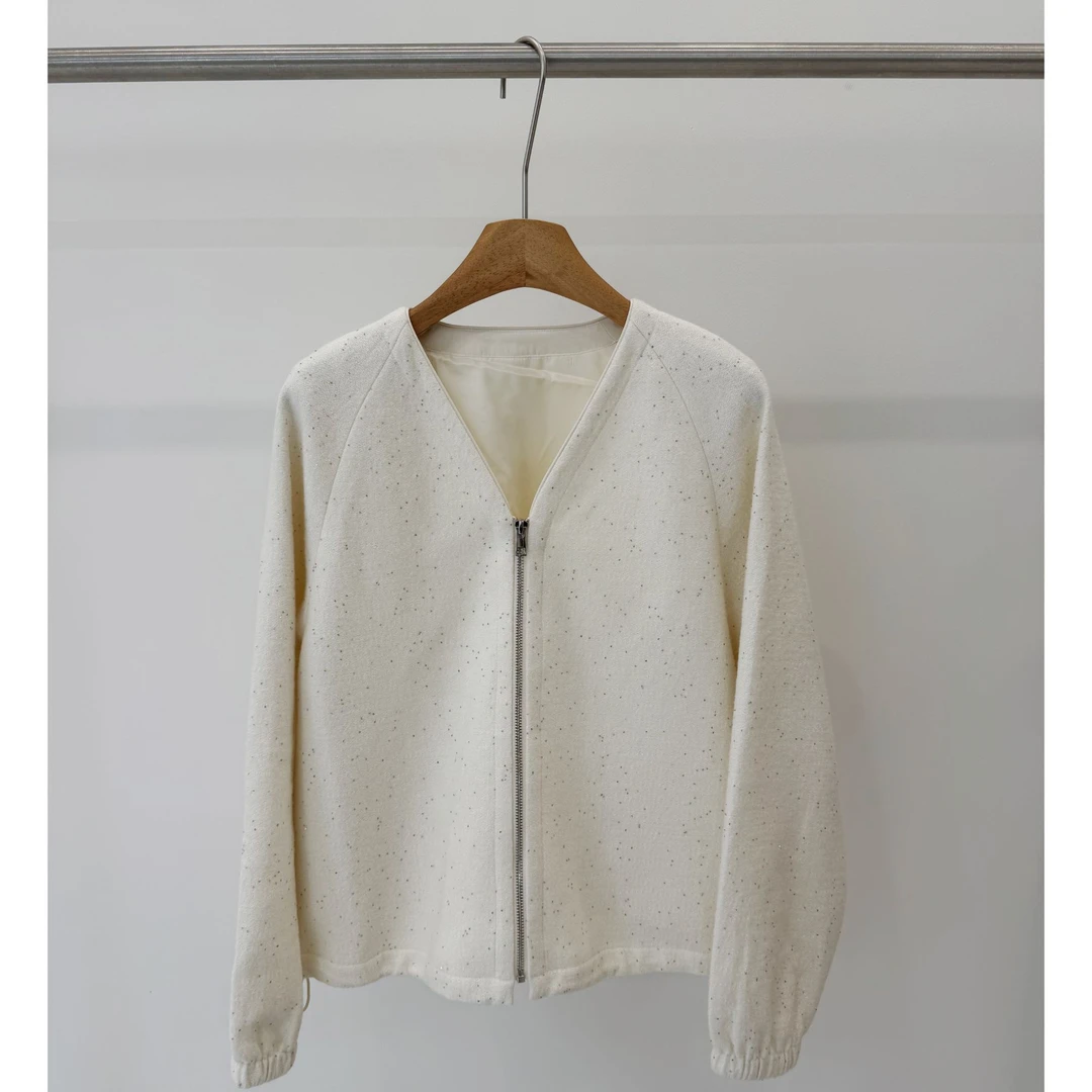 zhukele V领夹克亮片外套