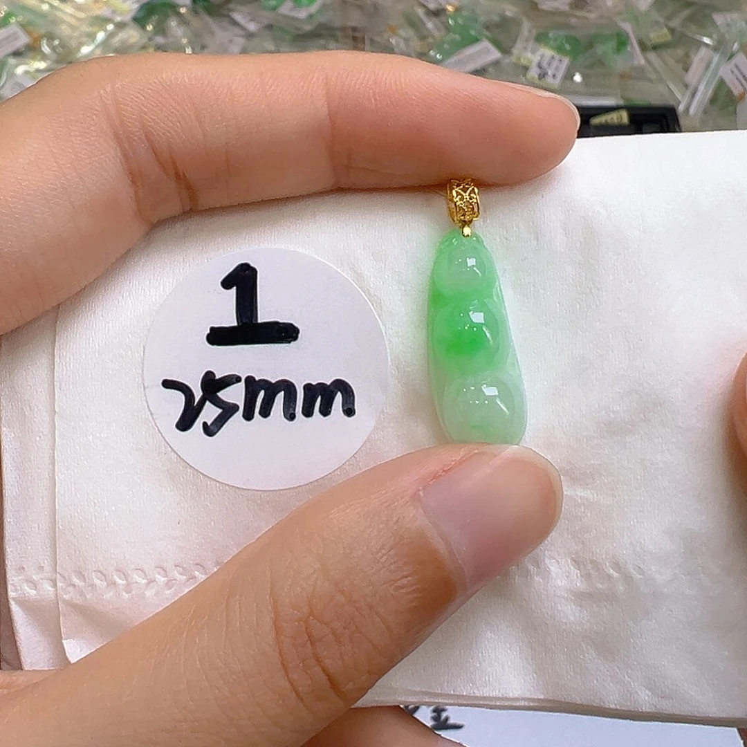 翡翠18K金镶嵌吊坠(不含链)翡翠