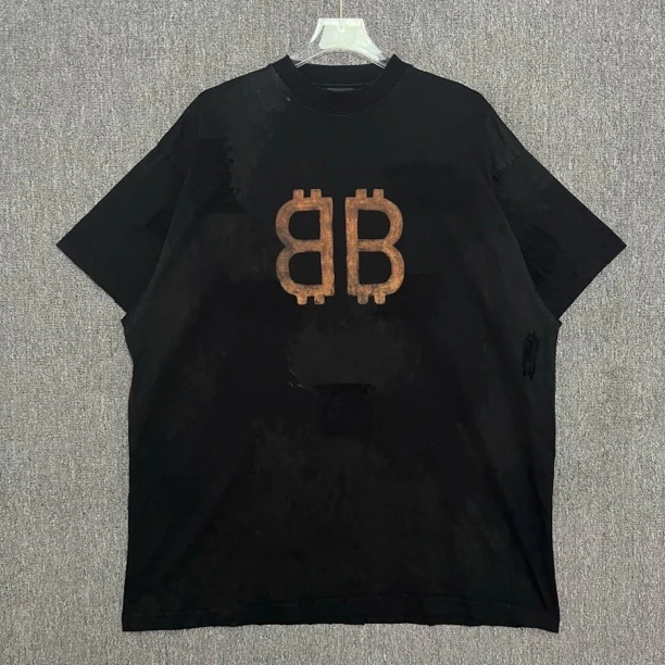 99新 Balenciaga/巴黎世家 比特币泥染圆领短袖/3码/99新/13278