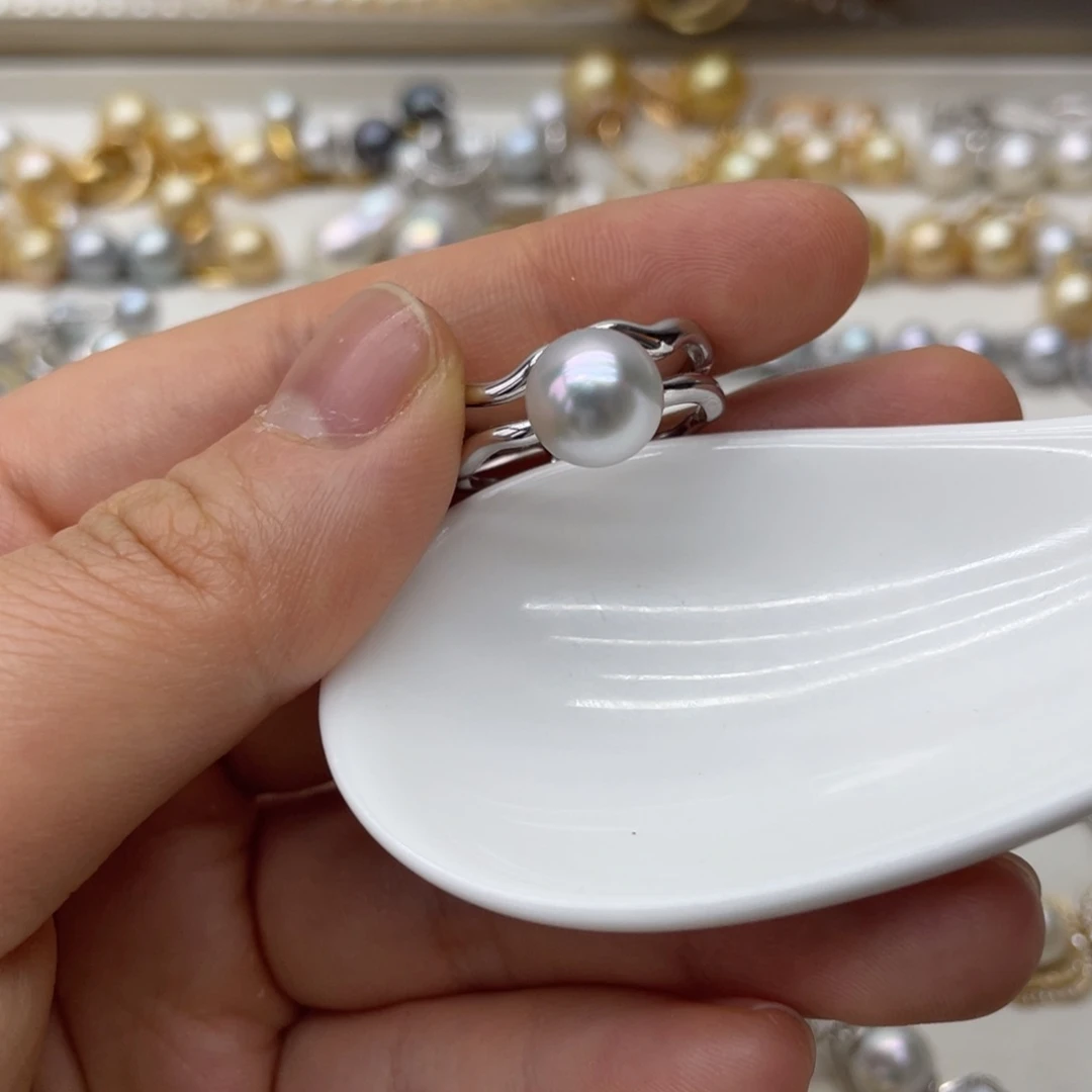 海水珍珠戒指银S925镶嵌