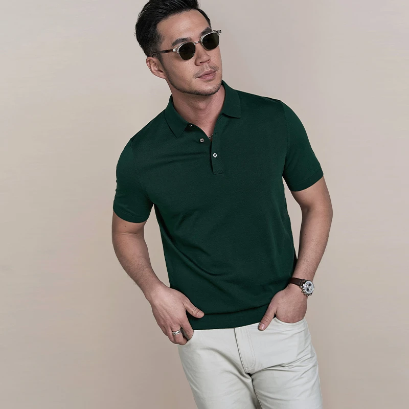 【横机平纹POLO衫】春夏新款120支长绒棉休闲男士高级感polo男装