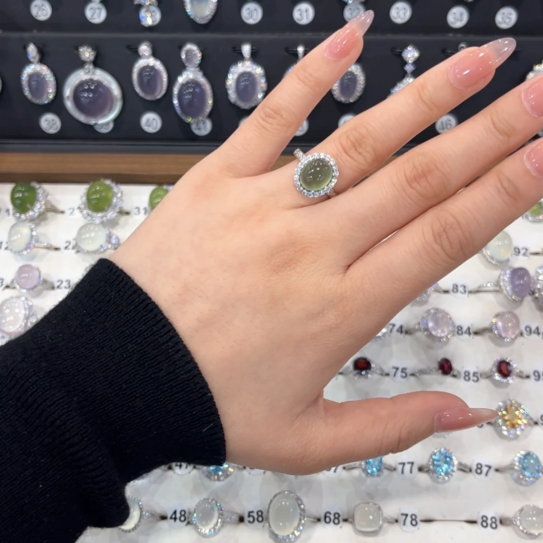 ****岫玉银S925镶嵌戒指