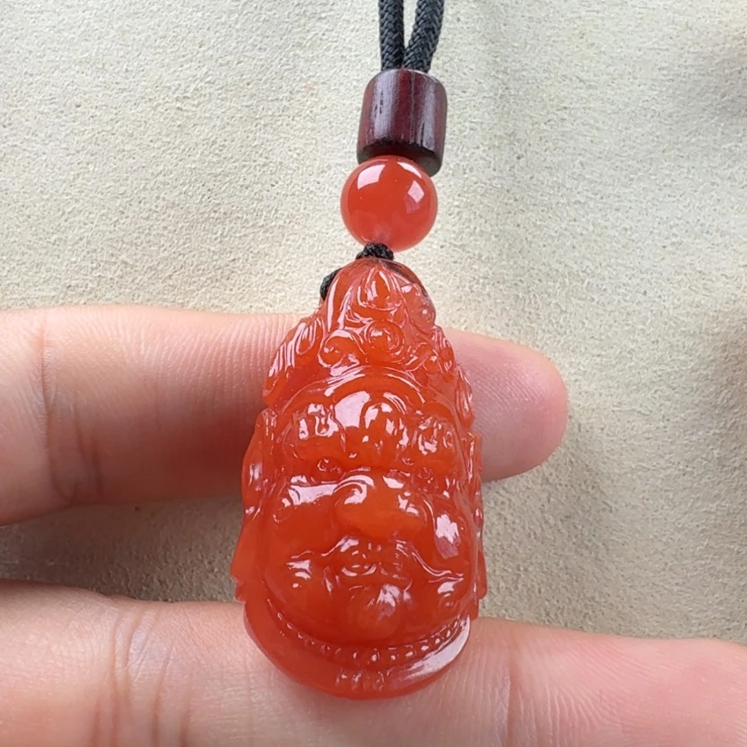 南红玛瑙未镶嵌黄财神吊坠