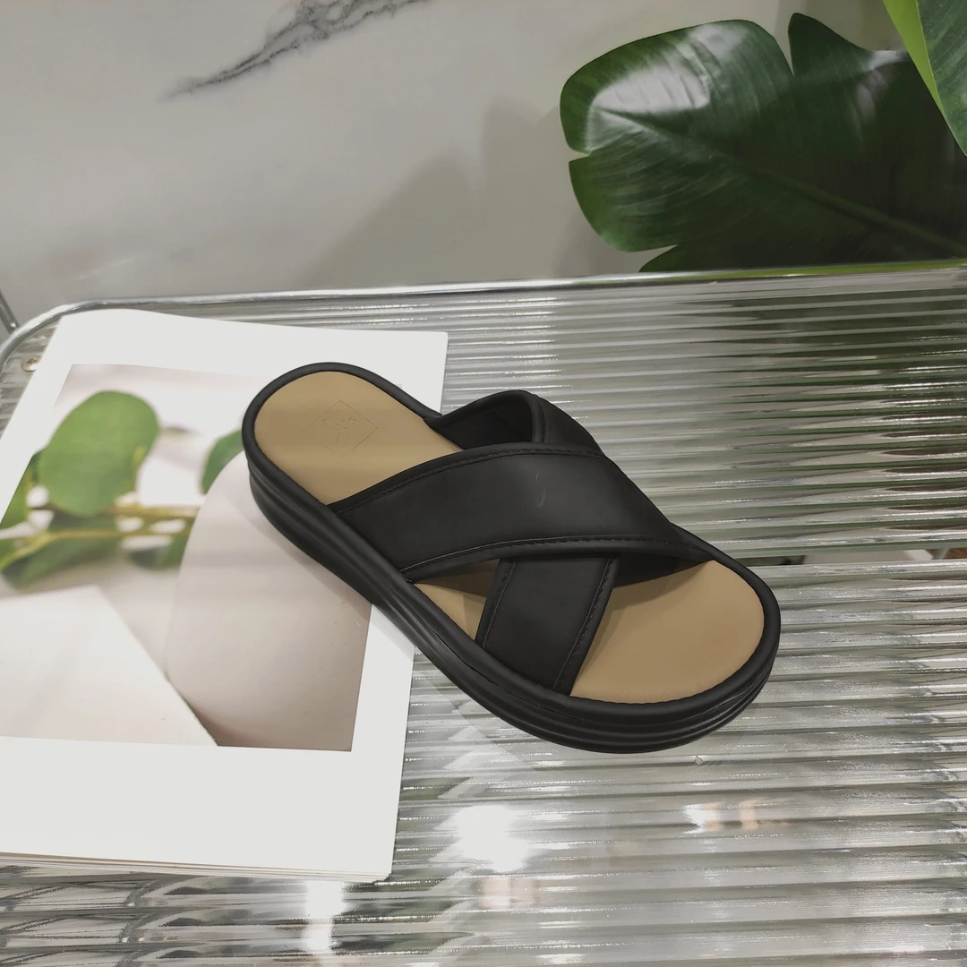 女外穿夏季新款百搭复古舒适厚底交叉拖鞋L18