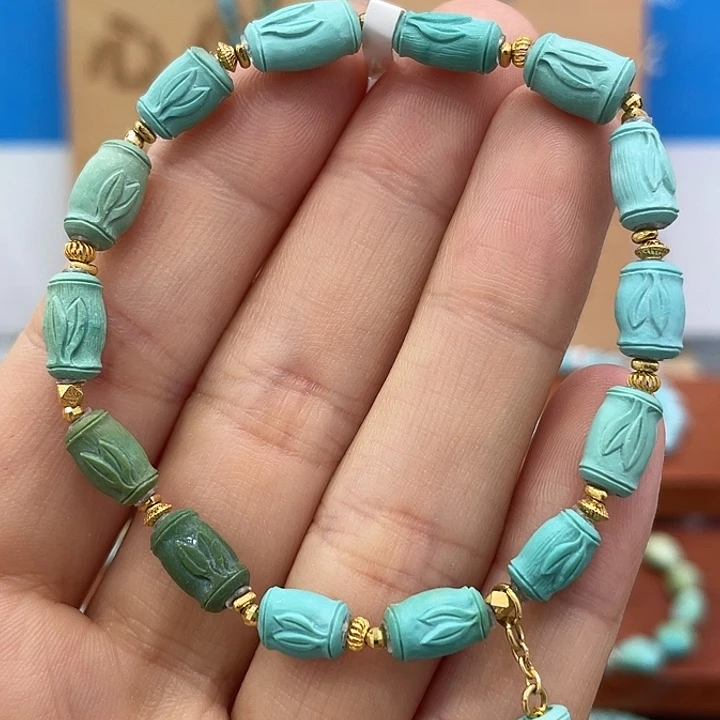 绿松石18K金镶嵌珠宝奇石