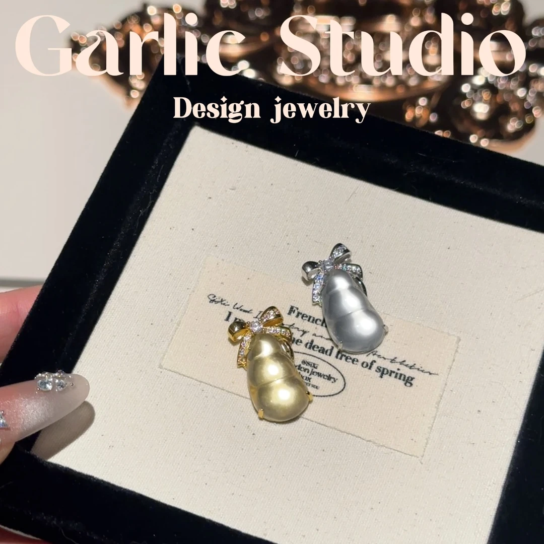 吊坠925银 <Garlic Studio>赫拉-盈润聚光蝴蝶结福豆吊坠