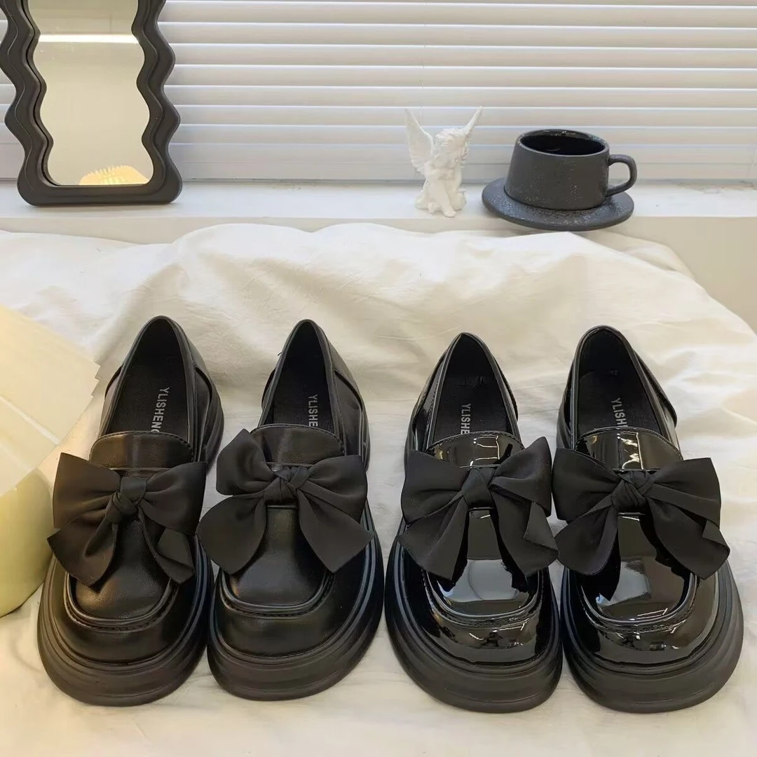 公主风黑色流苏春季小皮鞋软底演出上学穿的鞋洛丽塔鞋子乐福鞋