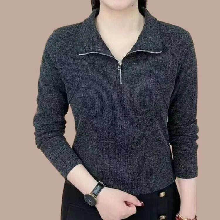 2025新款妈妈春季洋气打底衫女修身百搭时尚长袖T恤卫衣内搭上衣