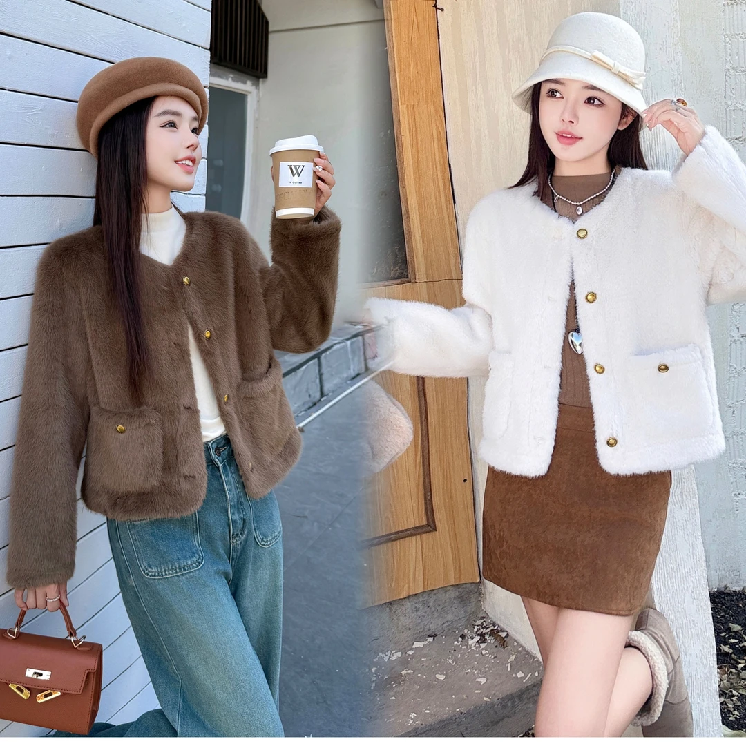 【贺筱姐】轻奢高级感时尚洋气百搭毛毛外套W297款