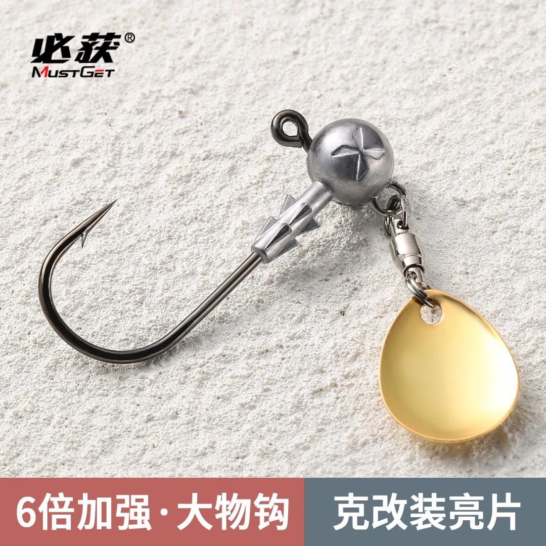 水滴旋转亮片必获六倍加强铅头钩 黑坑大钩门宽盲曹海鲈钩巨物钩