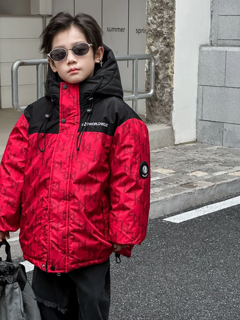 2025新款高端拼色厚款童装冲锋衣棉服儿童常规保暖宽松男童冬季