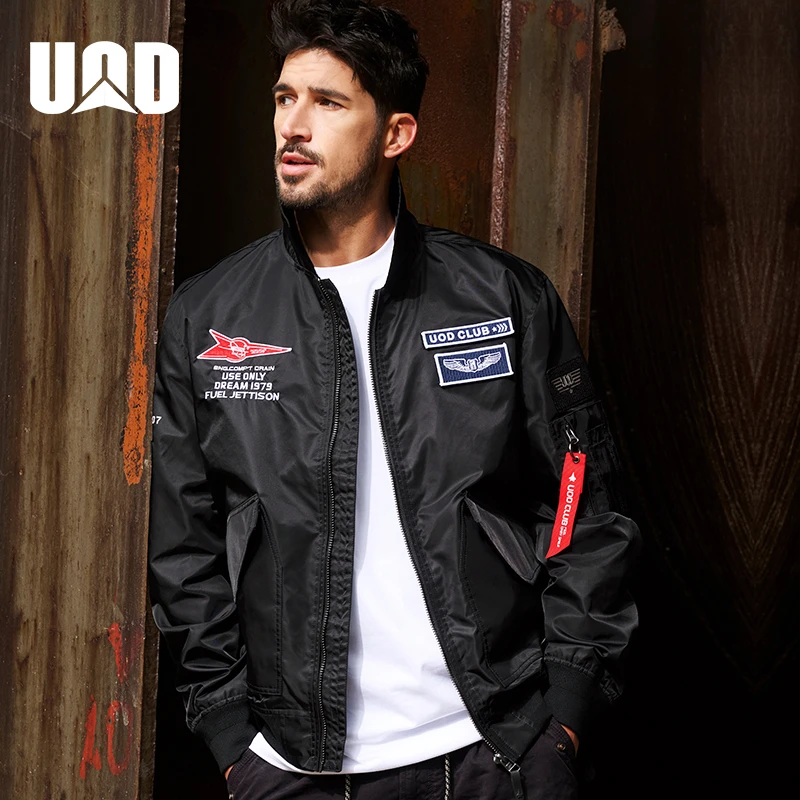 UOD潮牌飞行夹克男复古刺绣棒球服新款春秋季宽松百搭情侣款外套