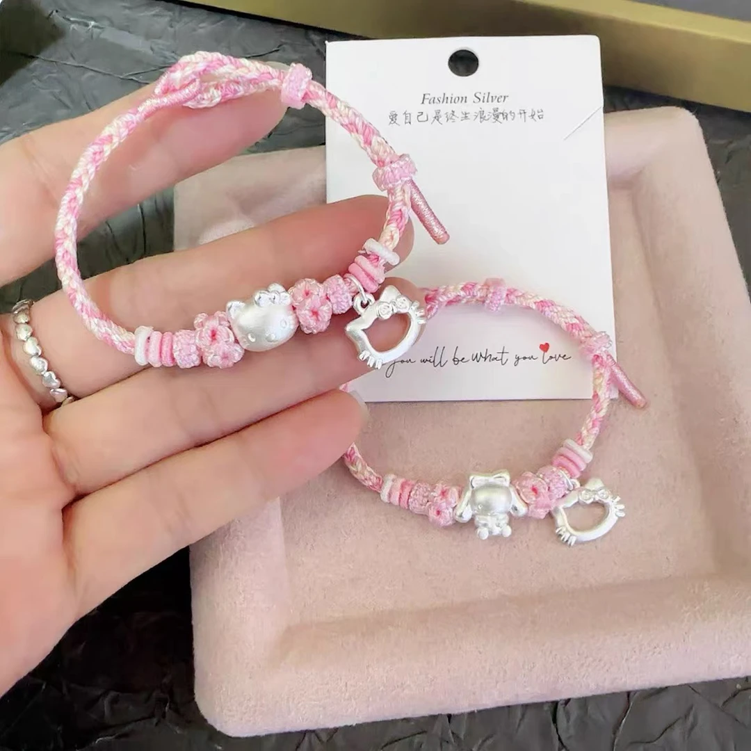 足银手链 足银999helloKitty猫手链纯银送女友闺蜜生日转运珠礼物