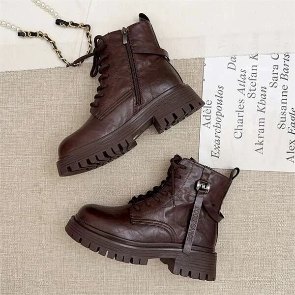 【巴韩】玲姐家3510百搭厚底时英伦风复古百搭中筒短靴英伦风马丁靴