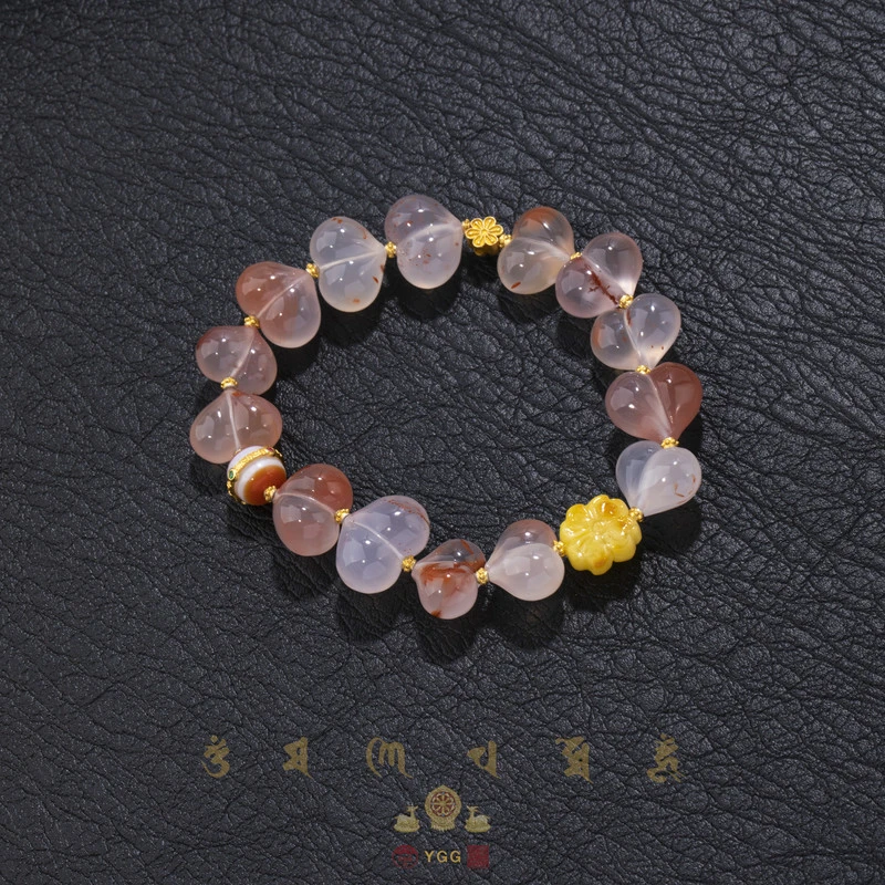 员格格/南红冰飘锦鲤爱心屁桃手串/FWUJH10