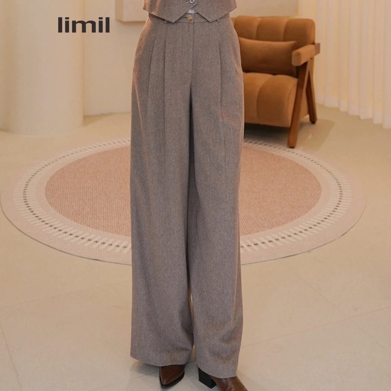 limil/丽米儿26早春新款时尚高奢百搭气质宽松休闲裤910009