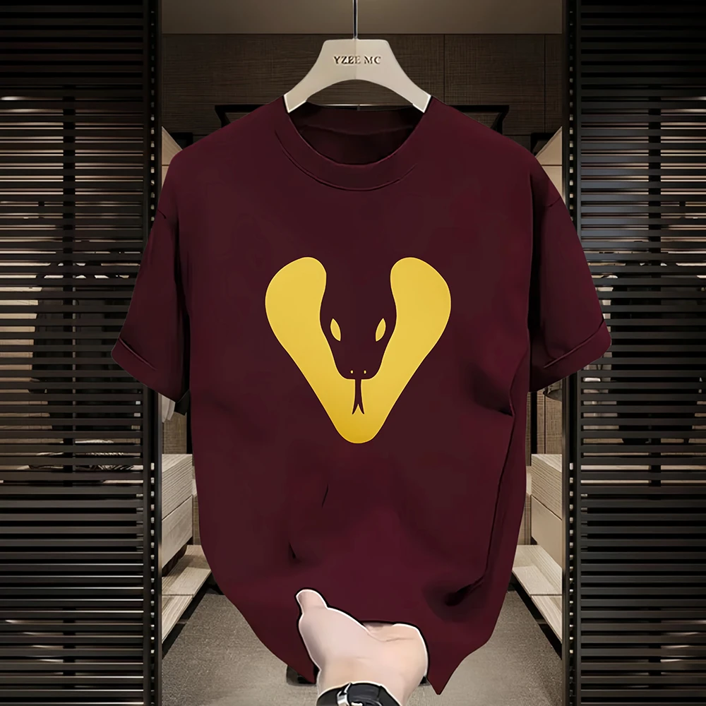 2025新款潮牌纯棉T恤圆领上衣印花时尚国潮新年短袖打底衫