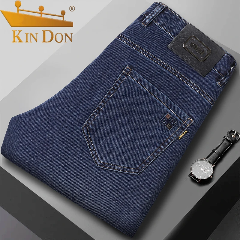 金盾男士直筒牛仔裤2025春夏新款宽松高腰弹力休闲百搭长裤