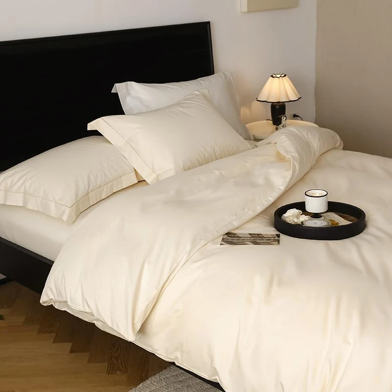 素雅米白色丨柔和亲肤 100支长绒棉纯色白色米色四件套