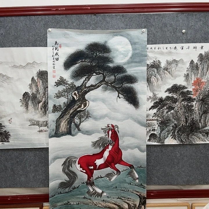 国画手绘国画马到成功