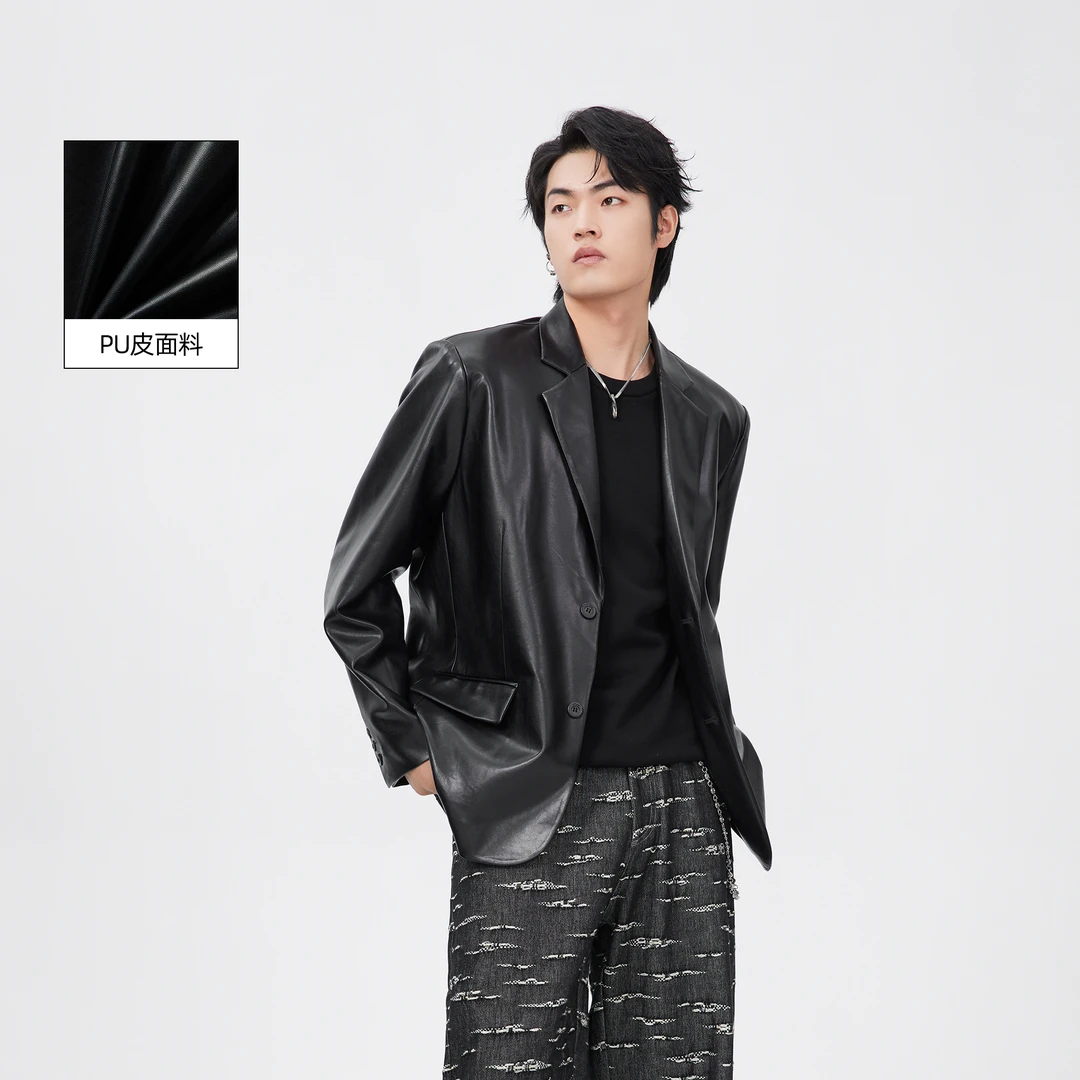 HERBEL/黑白2025秋季经典黑色新款休闲男士外套痞帅宽松防风简约